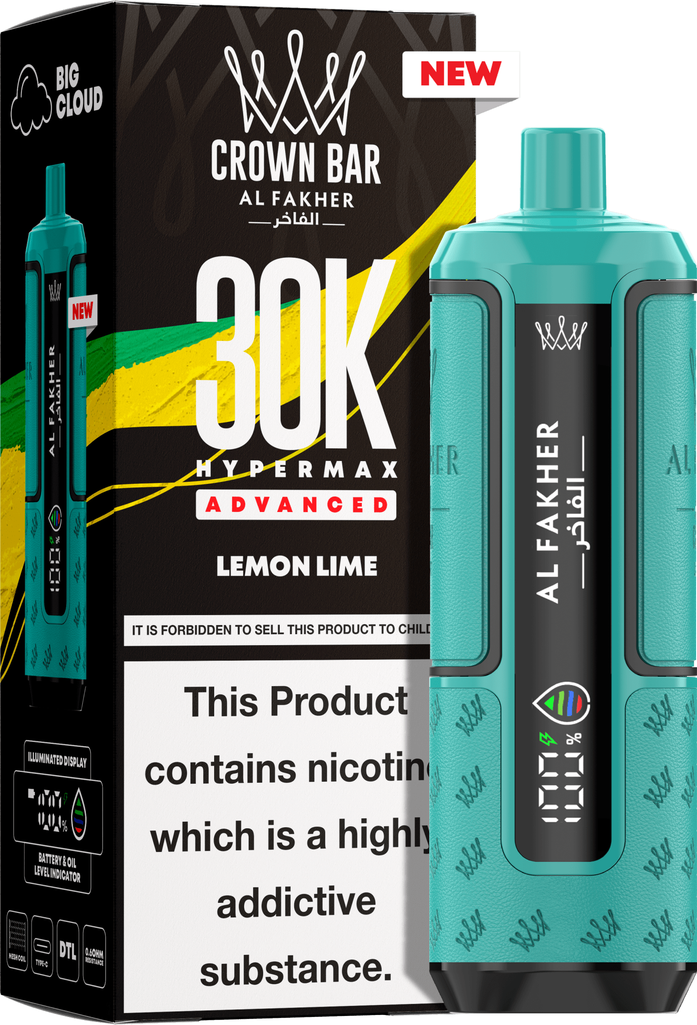 Al Fakhar prefilled pod kit pack of 5 displaying product details & flavour lemon lime