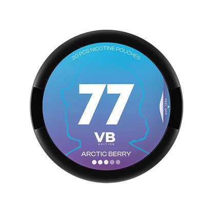 77 VB Edition Arctic Berry nicotine pouches, 20 pack, available in 5.2mg, 10.4mg, or 20mg strength.