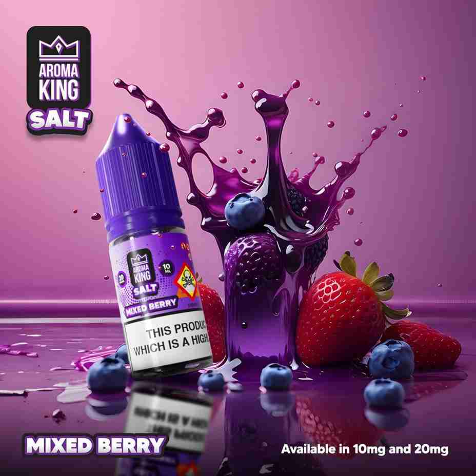 Aroma King Nic Salts 10ml E - liquids - Box of 10 Mixed Berries flavour