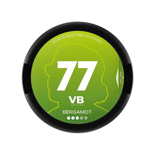 77 VB Edition Bergamot nicotine pouches with 5.2mg or 10.4mg strength, 20 pieces per pack
