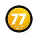 77 Black Tea nicotine pouches, 20 pcs, 10.4mg strength, vibrant yellow packaging with branding and product information visible.