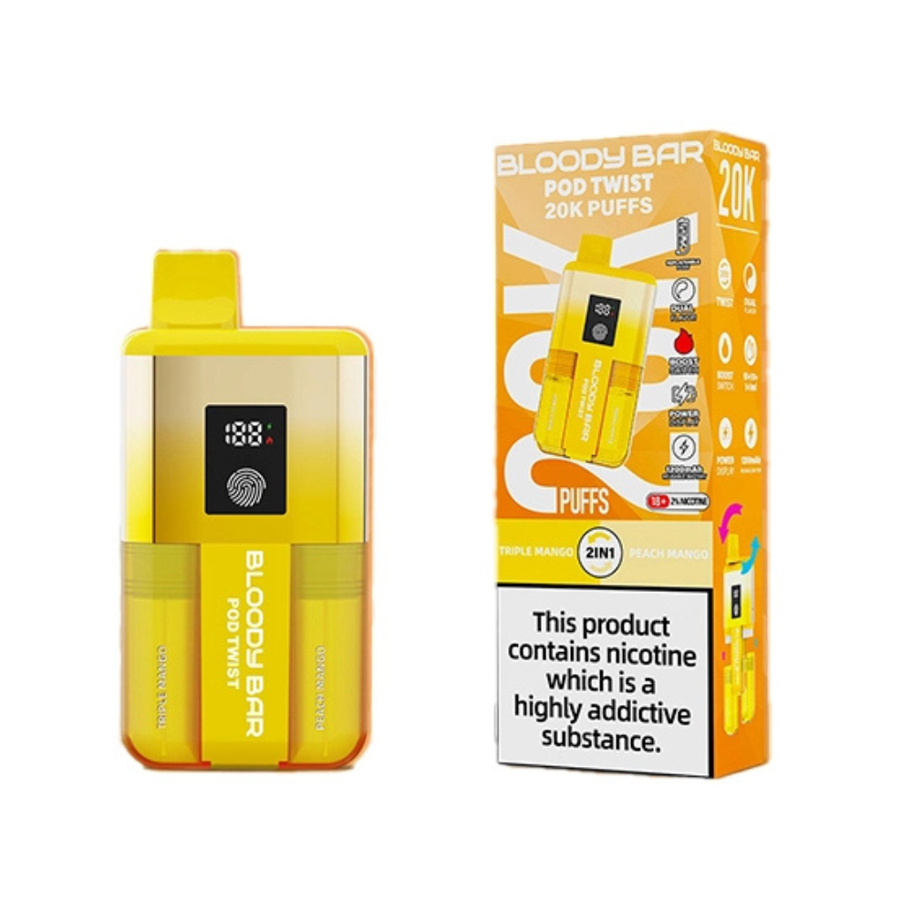 Bloody Bar Pod Twist 20K Prefilled Pod Kit Box of 5 in Triple Mango & Peach Mango