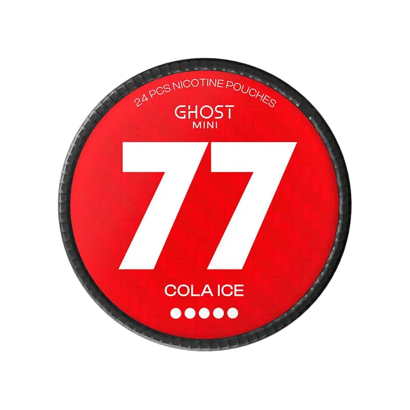 77 Ghost Mini Cola Ice 24 nicotine pouches in vibrant red tin