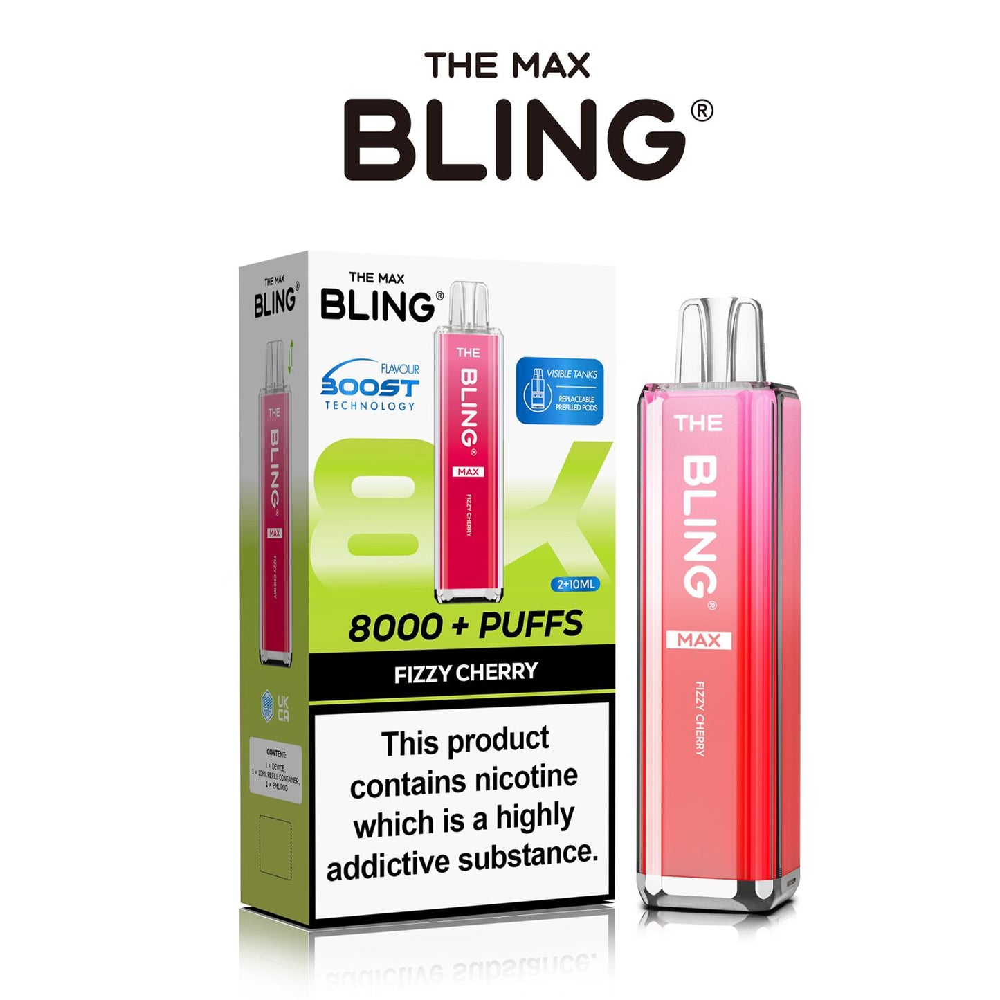 Flavour of Crystal Bling Max 8000 Pod Kit, available in Wholesale Box of 5 at wholesale