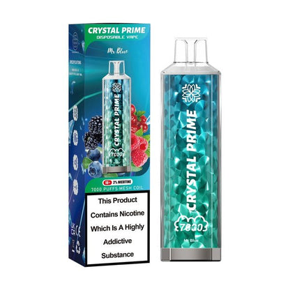 Crystal Prime 7000 Puff Disposable Vape Box of 10 - Flavour Mr Blue