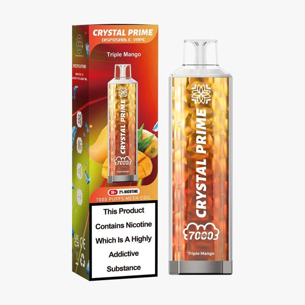Crystal Prime 7000 Puff Disposable Vape Box of 10 - Flavour Triple Mango