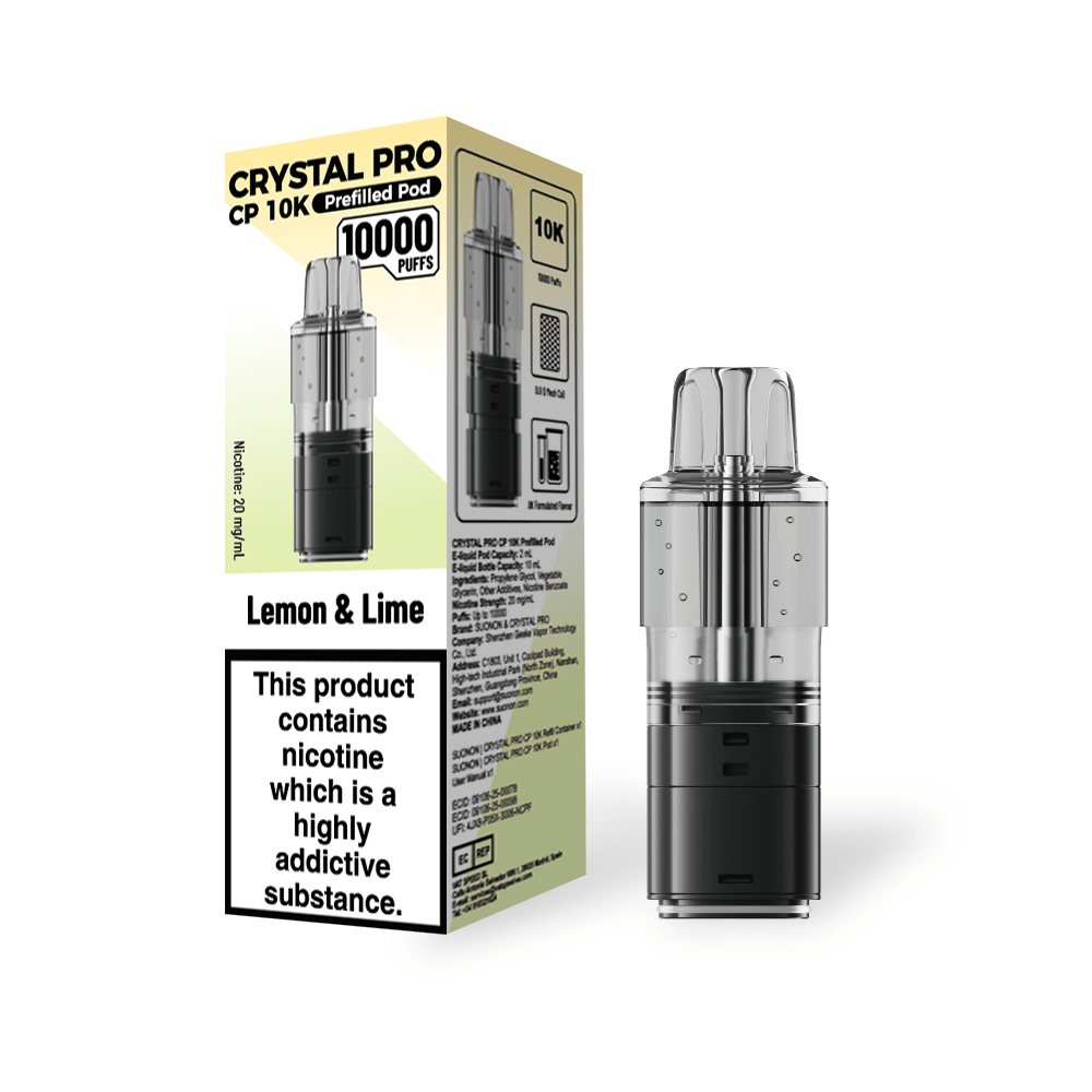 Crystal Pro CP 10k Replacement Pods Box of 5, Lemon Lime Flavour 