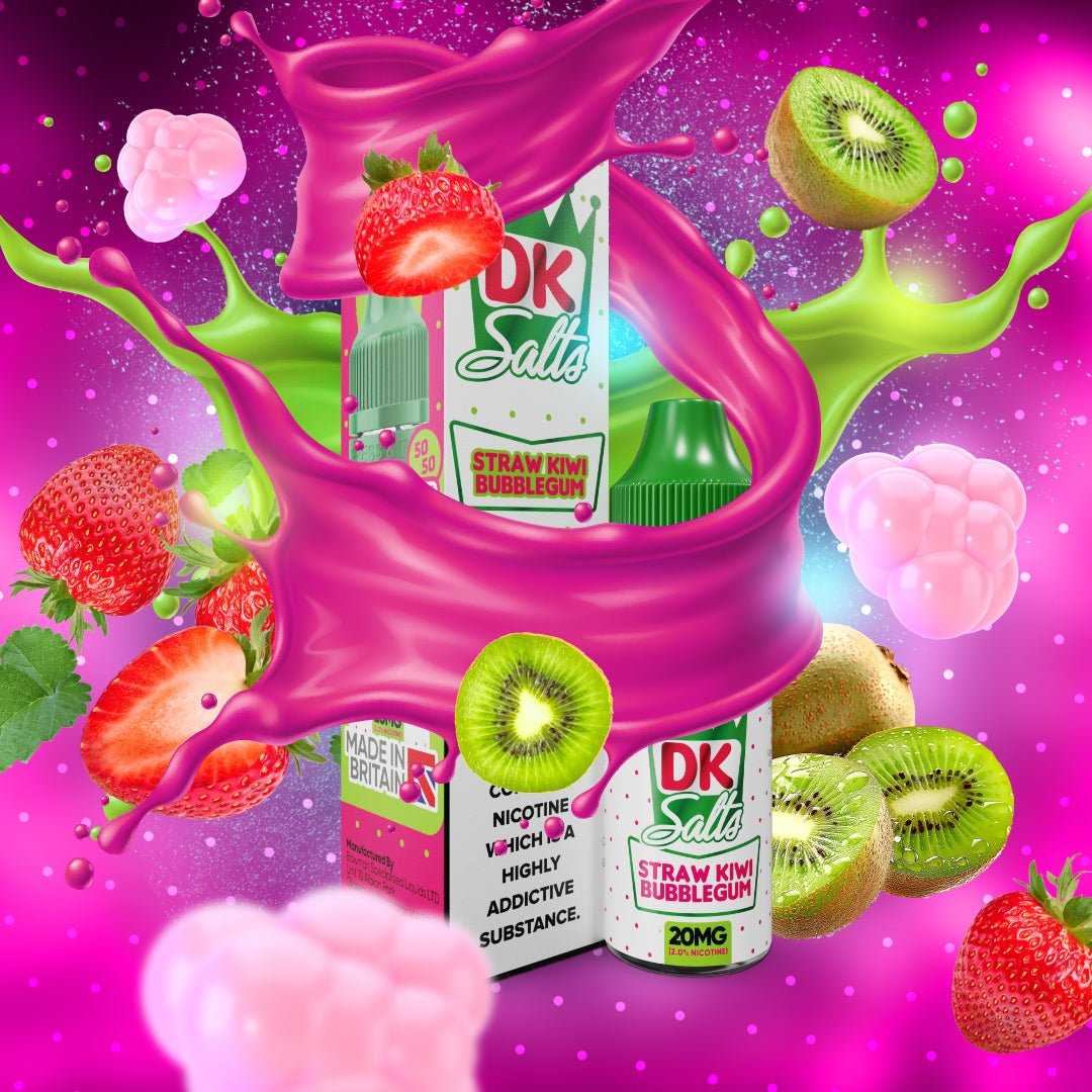 DK Salts E - Liquid 10ml 20MG Nic Salt Box of 10 - with Straw Kiwi Bubble Gum #No1-vape-wholesale#