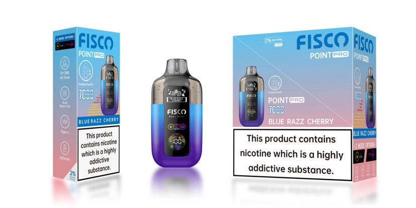 Fisco Point Pro 7000 Puff Pre-Filled Pod Kit - Box of 5 in Blue Razz Cherry Flavour Available 