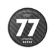 77 Ghost Original Mini, 20mg nicotine strength, 24 pouches in a sleek black container with textured design, close-up view