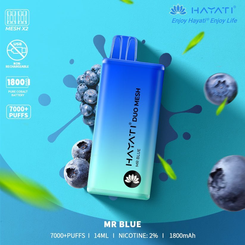 Hayati Duo Mesh 7000 Puffs Disposable Vape - Box of 10 - Flavour