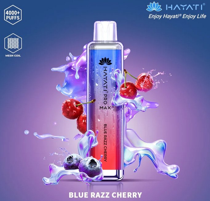 Hayati Pro Max 4000 Disposable Vape Box of 10 - Blue Razz Cherry