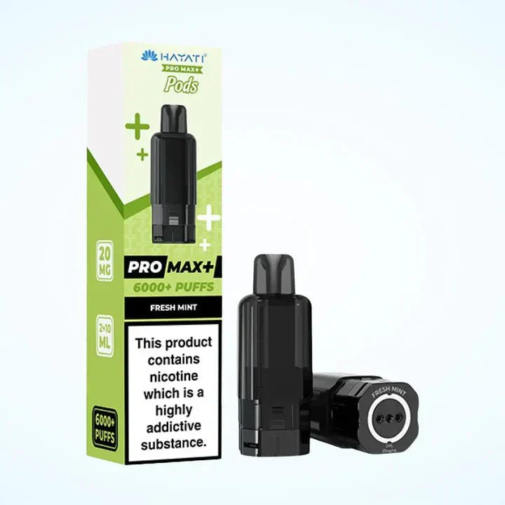 Hayati Pro Max Plus 6000 Puffs Prefilled Pods Box Of 5, Fresh Mint Flavour