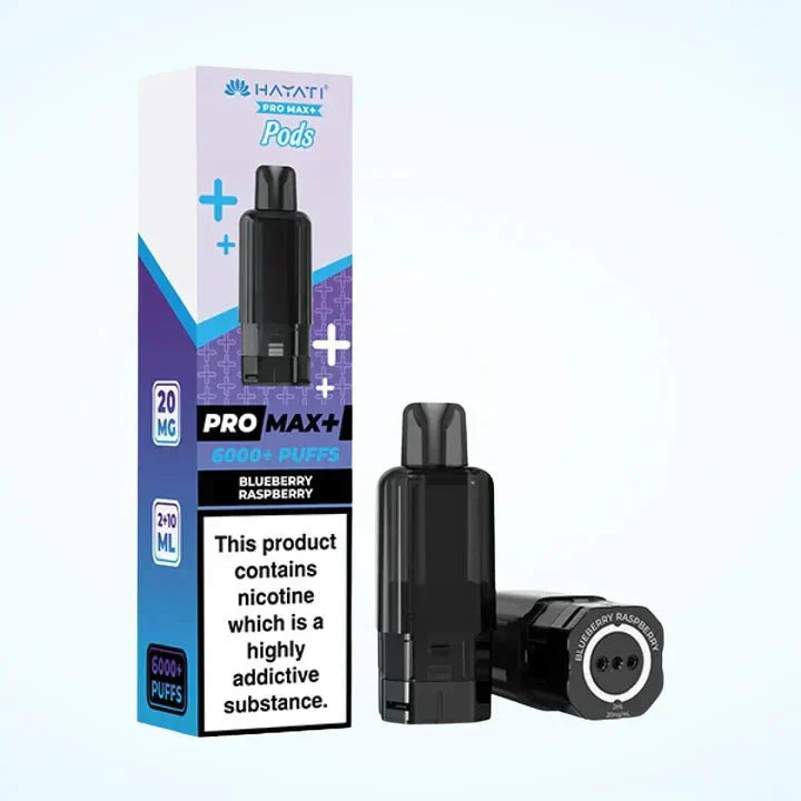 Hayati Pro Max Plus 6000 Puffs Prefilled Pods Box Of 5, Blueberry Raspberry Flavour 