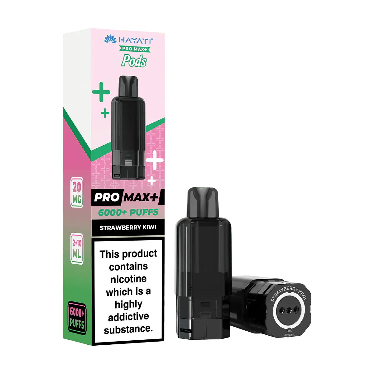 Hayati Pro Max Plus 6000 Puffs Prefilled Pods Box Of 5, Strawberry Kiwi Flavour