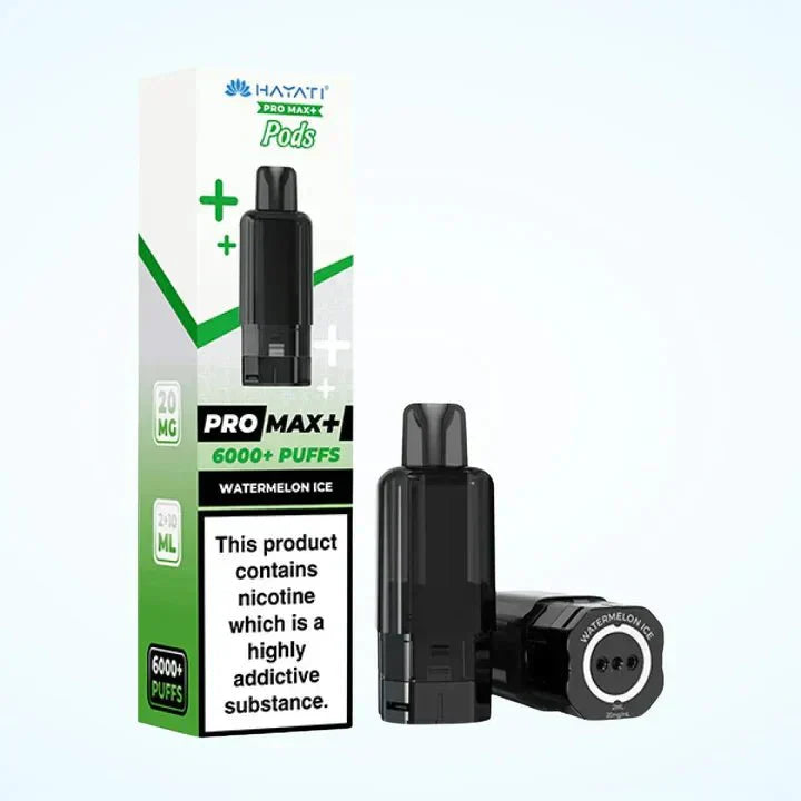 Hayati Pro Max Plus 6000 Puffs Prefilled Pods Box Of 5, Watermelon Ice Flavour 