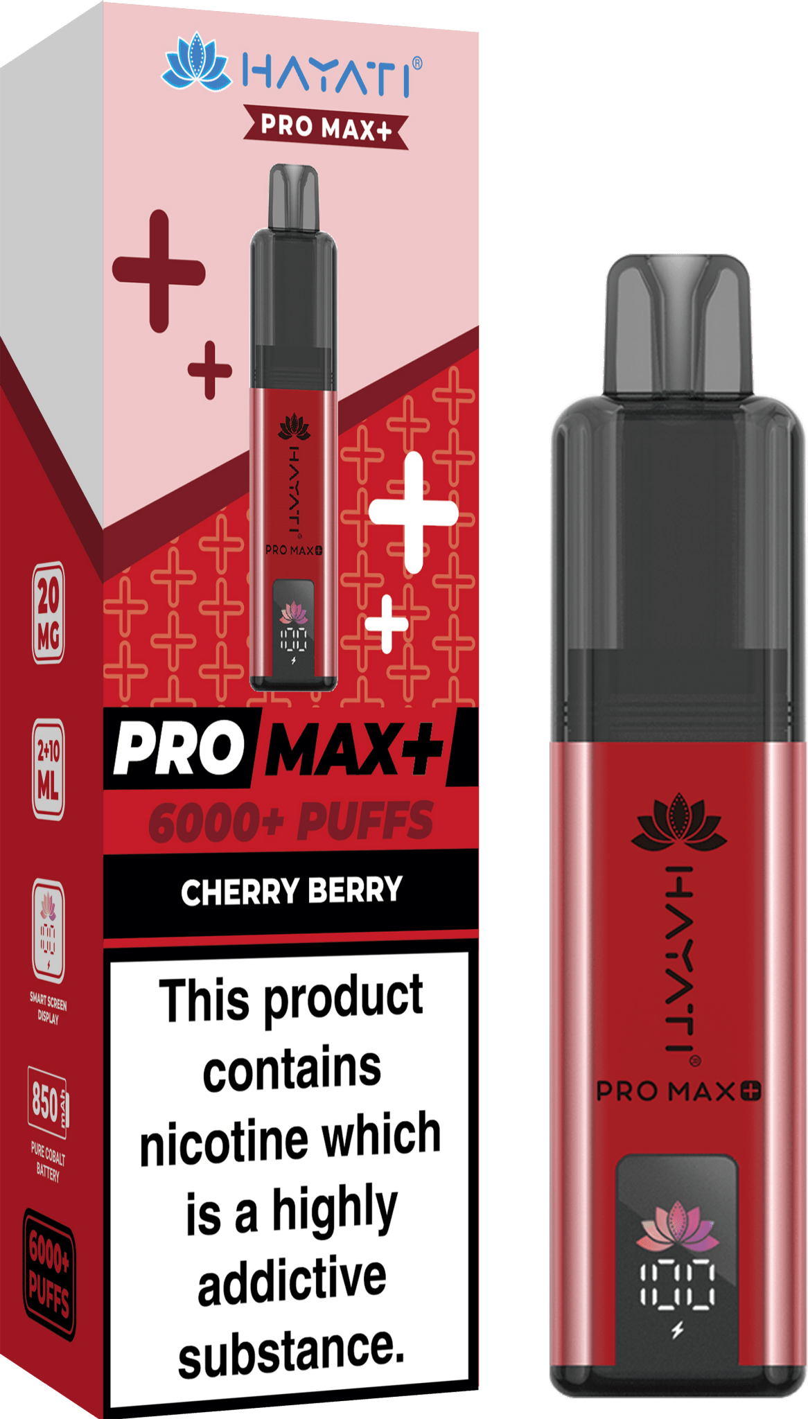 Hayati Pro Max Plus 6000 Vape Box of 5, Cherry Berry Flavour