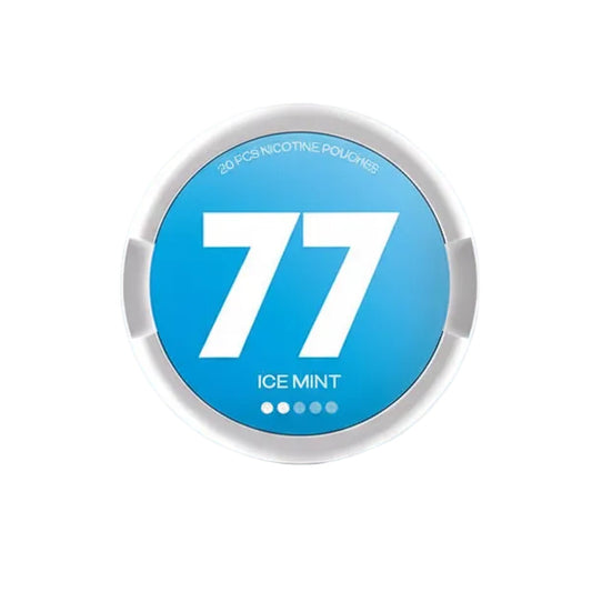 77 Ice Mint nicotine pouches, 20 pack, available in 5.2mg or 10.4mg strength