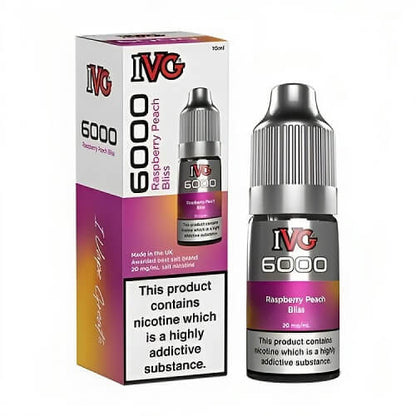 IVG 6000 Nic Salt 10ml Pack of 10 Available In Raspberry Peach Bilss Flavour 