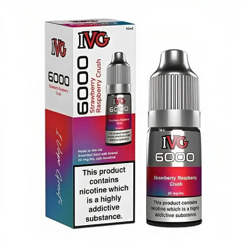IVG 6000 Nic Salt 10ml Pack of 10 Available In Strawberry Reaspberry Crush Flavour 
