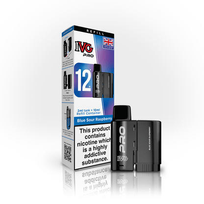 IVG Pro 12 Prefilled Vape Pods Box of 5, Blue Sour Raspberry Flavour