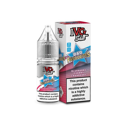 Ivg Salts 10ml Bar Favourites Pack Of 10, Blueberrry Cherry Cranberry Flavour