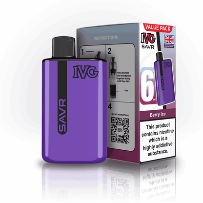 IVG SAVR 3000 Disposable Starter Vape - Pack of 5 - with Berry Ice flavour