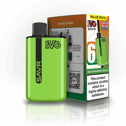 IVG SAVR 3000 Disposable Starter Vape - Pack of 5 - with Kiwi passion Fruit Guava flavour