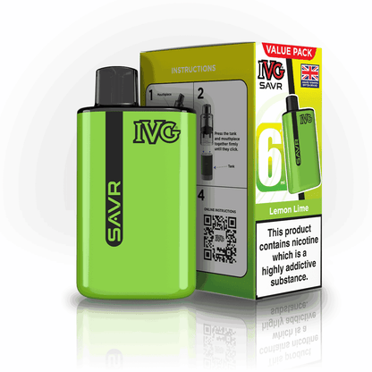 IVG SAVR 3000 Disposable Starter Vape - Pack of 5 - with Lemon Lime flavour