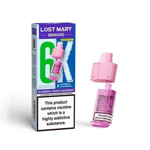 Lost Mary BM6000 Prefilled Pods Pack of 5 - Available In Blueberry Cherry Cranberry Flavour