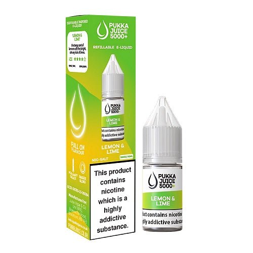Pukka Juice 5000 Nic Salt Box of 10 Available In Lemon & Lime Flavour 