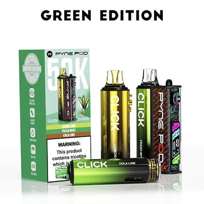 Pyne Pod Click 50k Prefilled Pod Vape Kit Box of 5, Green Edition Flavour