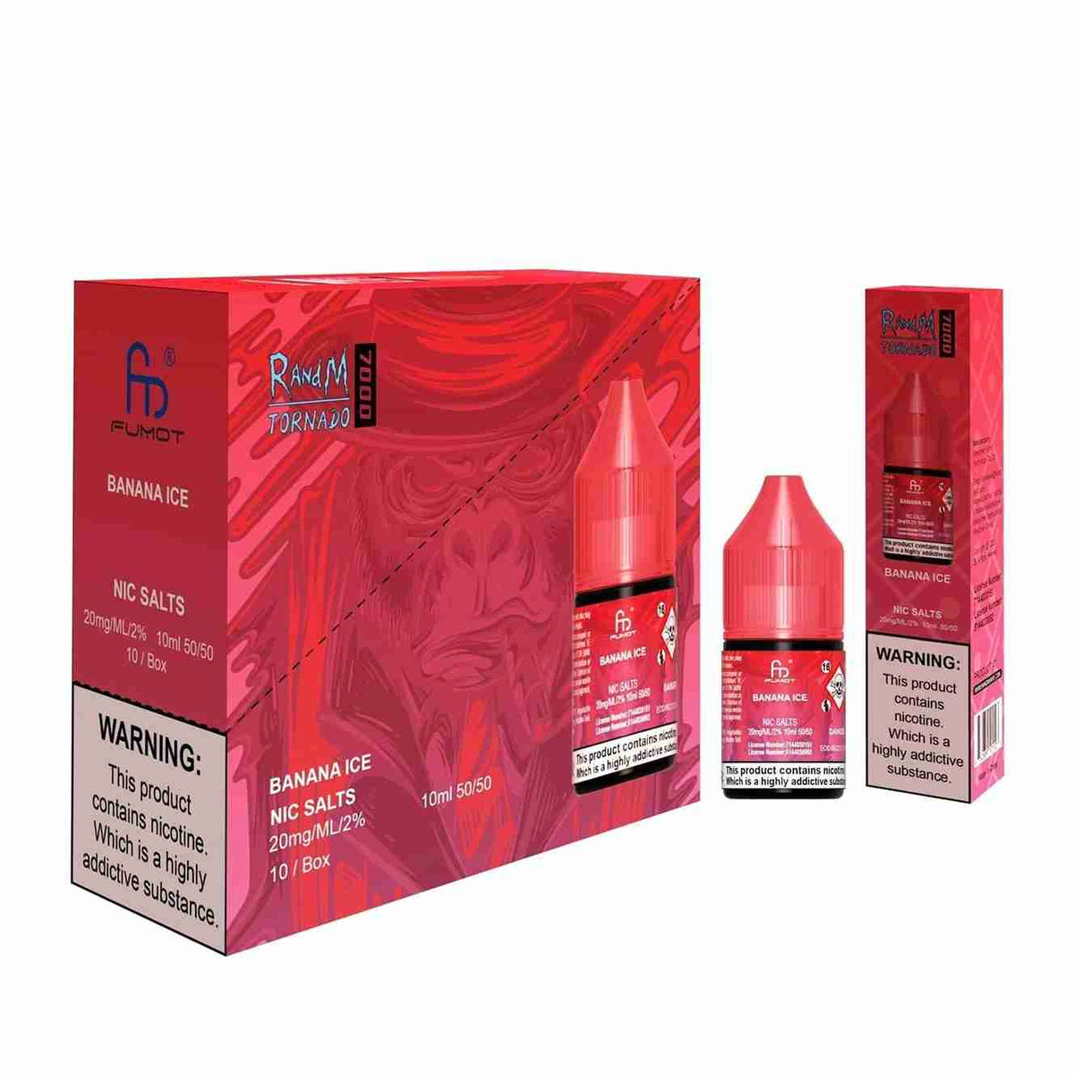 R and M 7000 Nic Salt 10ml - Box of 10 with Banana Ice flavour
