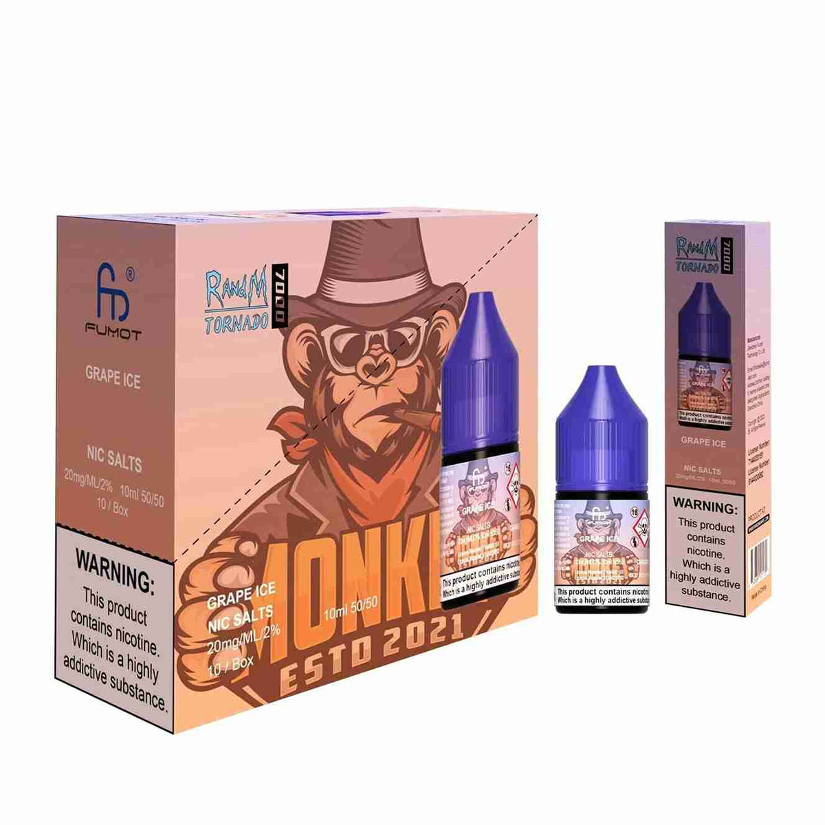 R and M 7000 Nic Salt 10ml - Box of 10 with Grape Ice flavour
