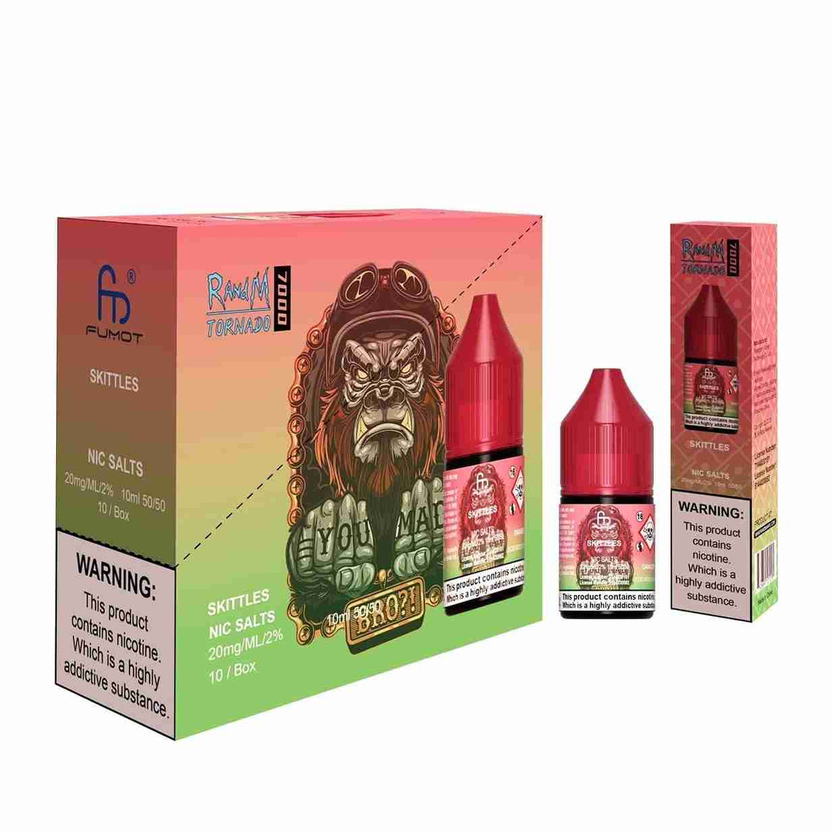 R and M 7000 Nic Salt 10ml - Box of 10 with Skittles flavour