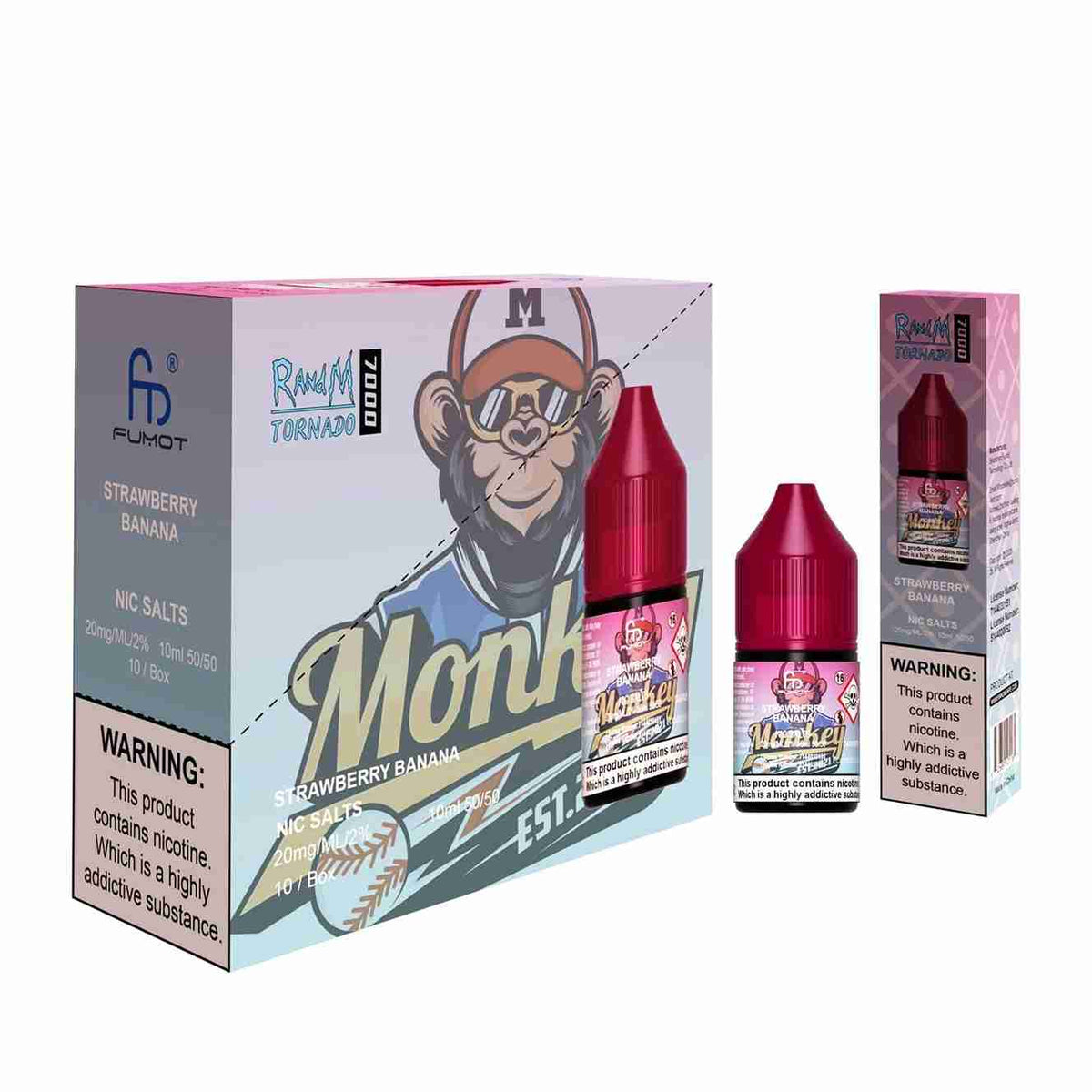 R and M 7000 Nic Salt 10ml - Box of 10 with Strawberry Banana flavour
