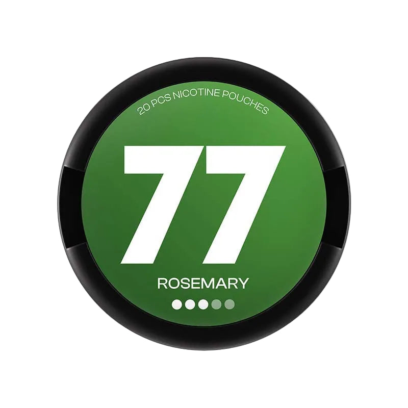 77 Rosemary nicotine pouches pack with 10.4mg strength, featuring 20 pouches