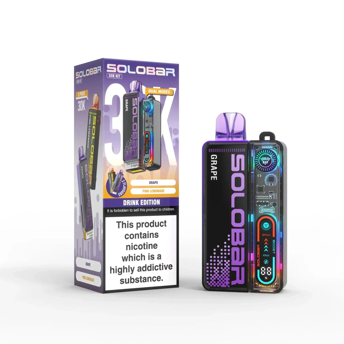 Image of Solo Bar Boost 30K Prefilled Vape Kit Box of 5, Flavour Comes in Drink Edition