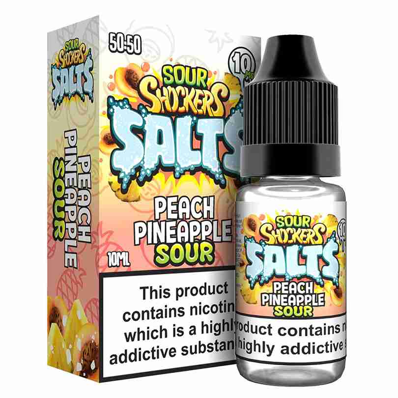 Sour shockers Nic Salt 10ml Pack of 5 with Peach Pineapple Sour flavour