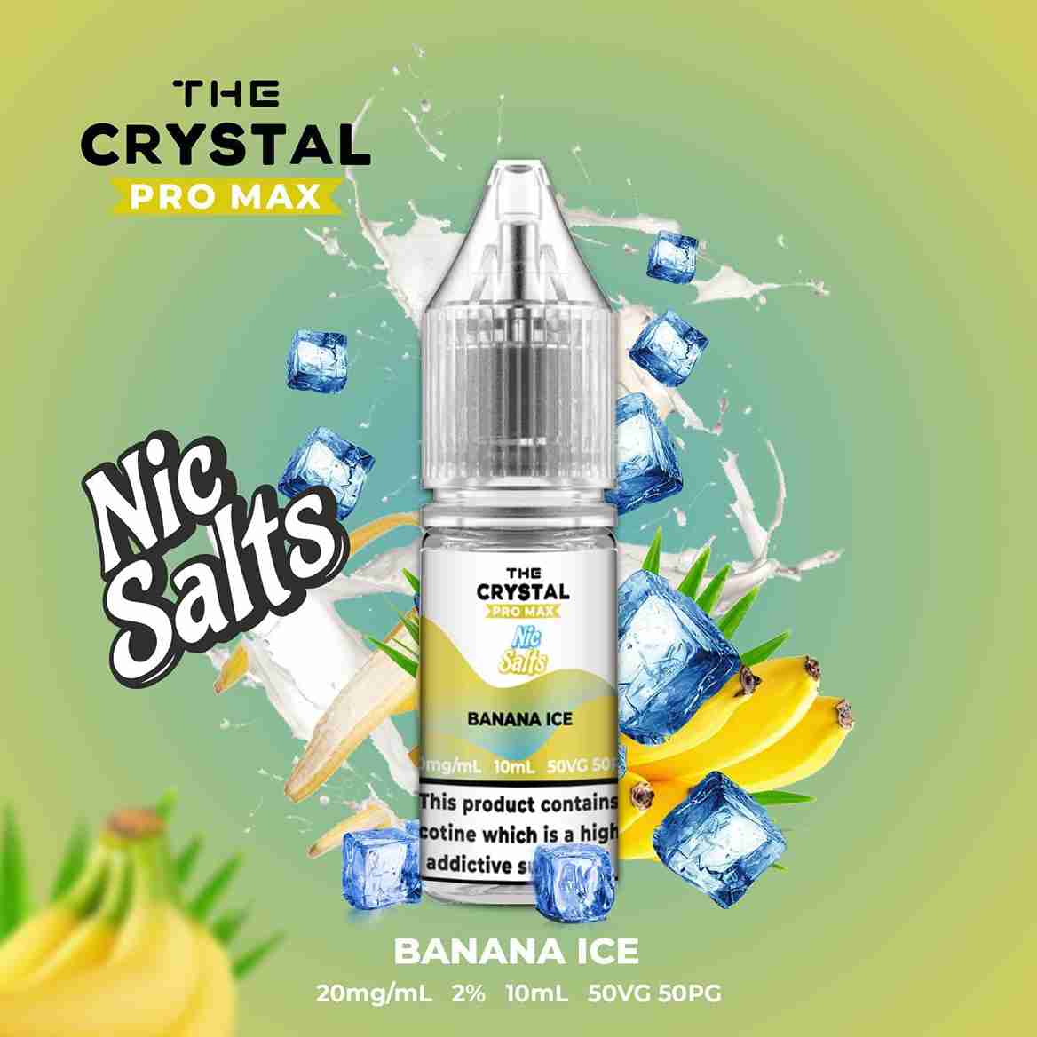 The Crystal Pro Max Hayati Nic Salts 10ml - Box of 10 with Banana Ice flavour