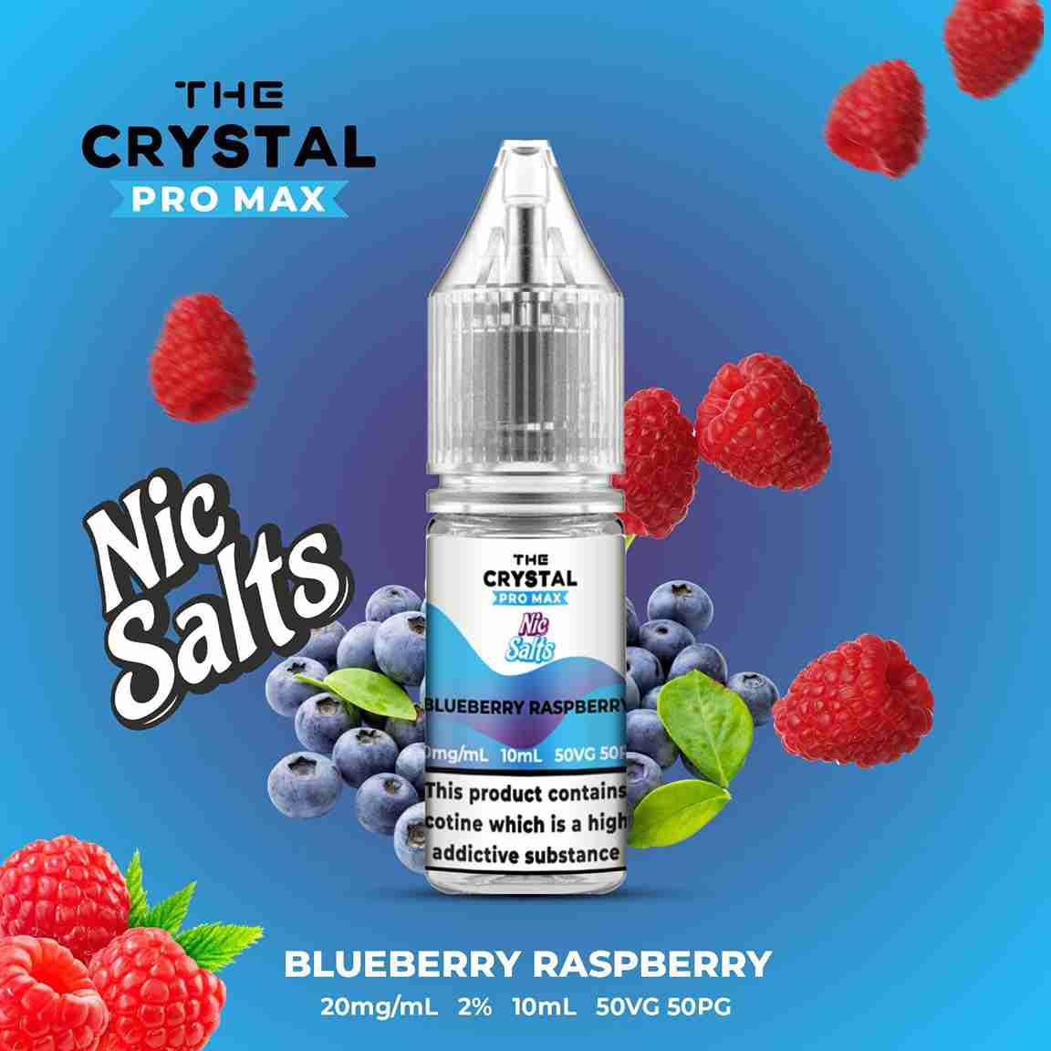The Crystal Pro Max Hayati Nic Salts 10ml - Box of 10 with Blueberry Raspberry flavour