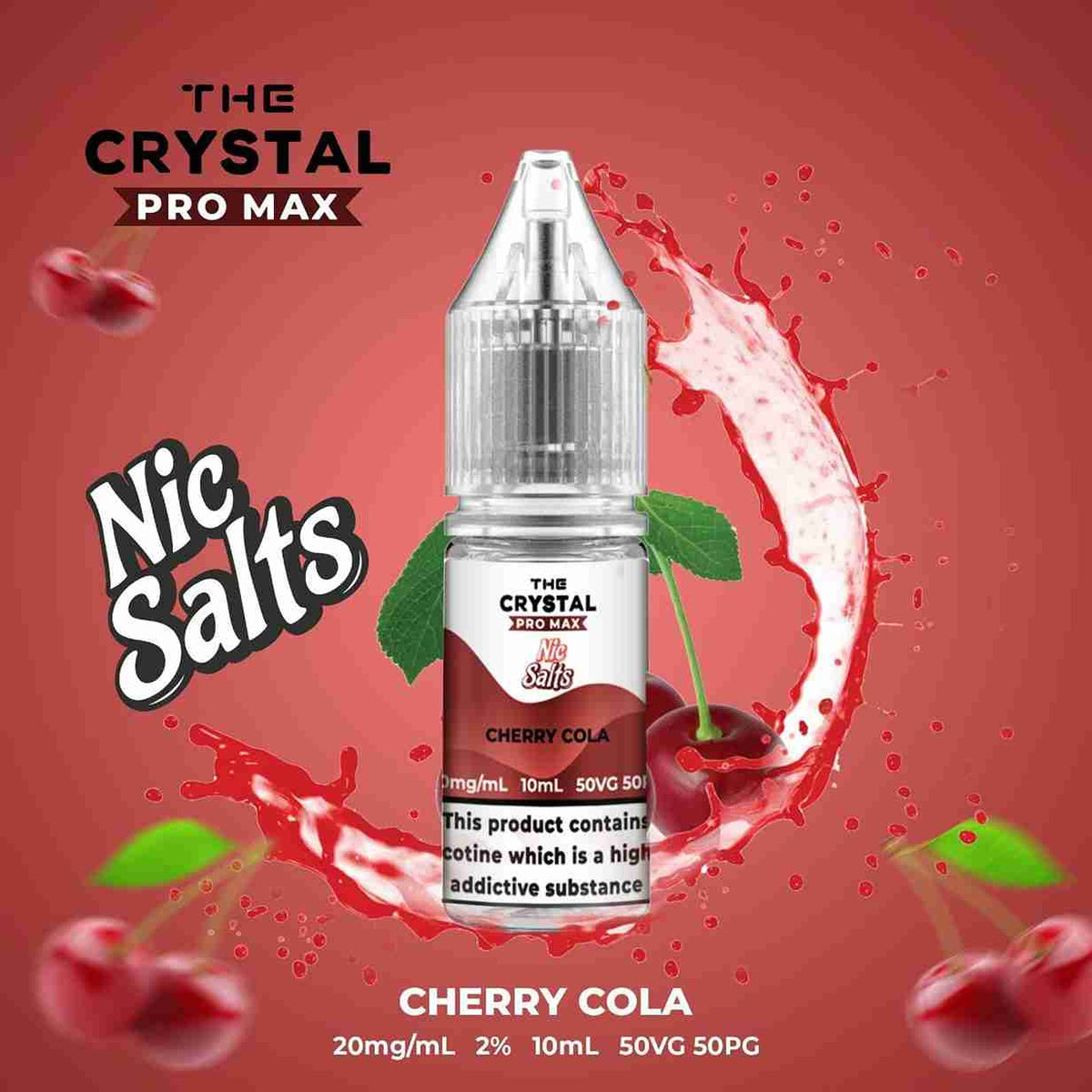 The Crystal Pro Max Hayati Nic Salts 10ml - Box of 10 with Cherry Cola flavour