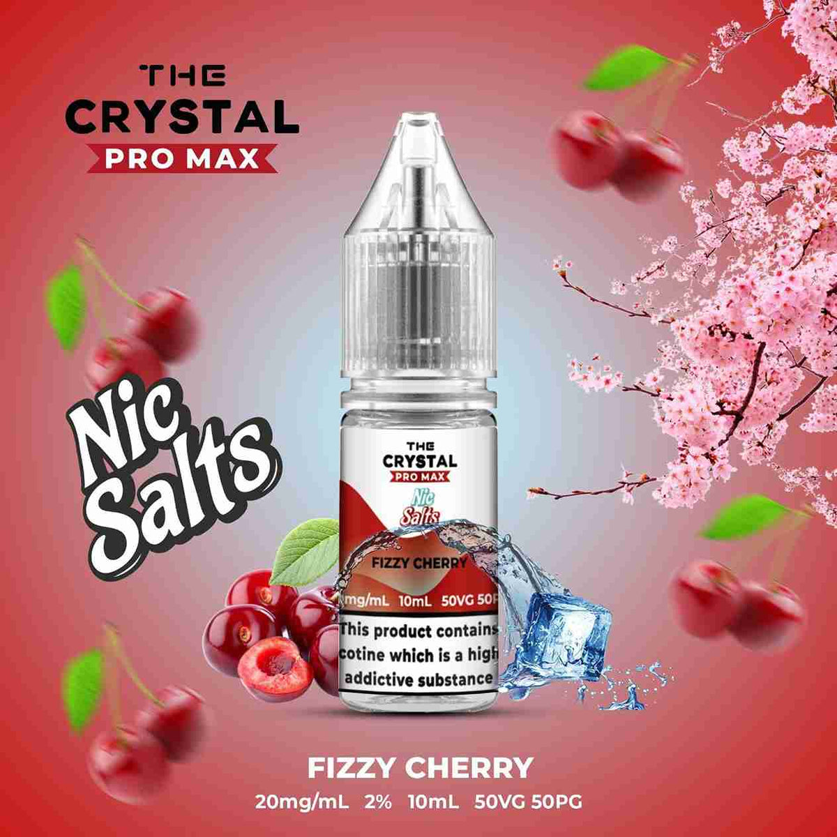 The Crystal Pro Max Hayati Nic Salts 10ml - Box of 10 with Fizzy Cherry flavour