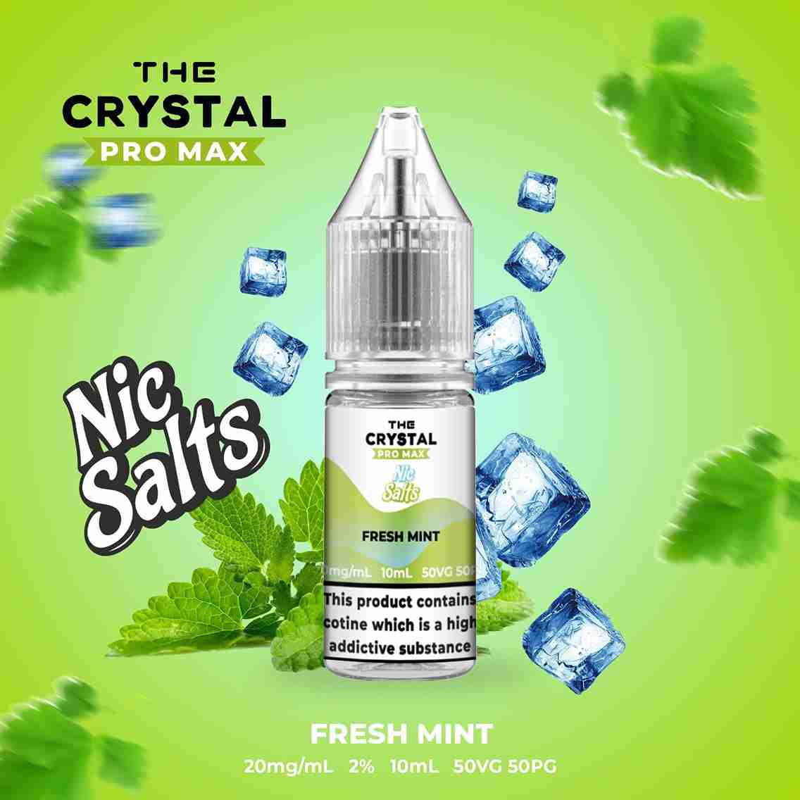 The Crystal Pro Max Hayati Nic Salts 10ml - Box of 10 with Fresh Mint flavour