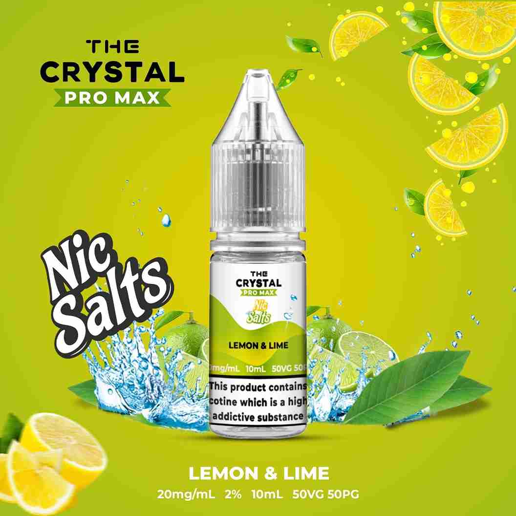 The Crystal Pro Max Hayati Nic Salts 10ml - Box of 10 with Lemon Lime flavour