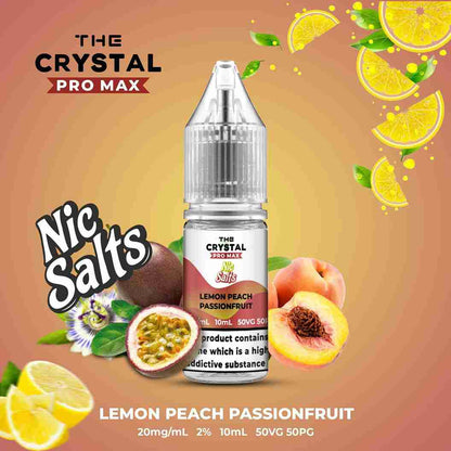 The Crystal Pro Max Hayati Nic Salts 10ml - Box of 10 with Lemon Peach Passionfruit flavour