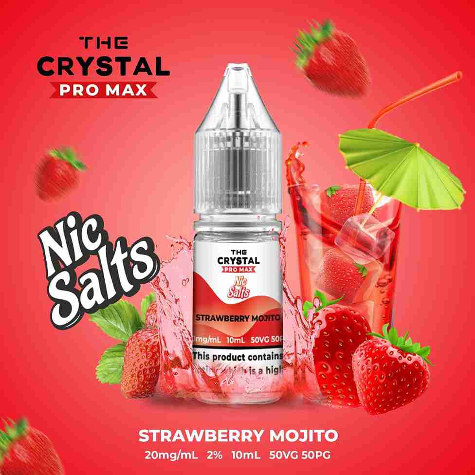 The Crystal Pro Max Hayati Nic Salts 10ml - Box of 10 with Strawberry Mojito flavour