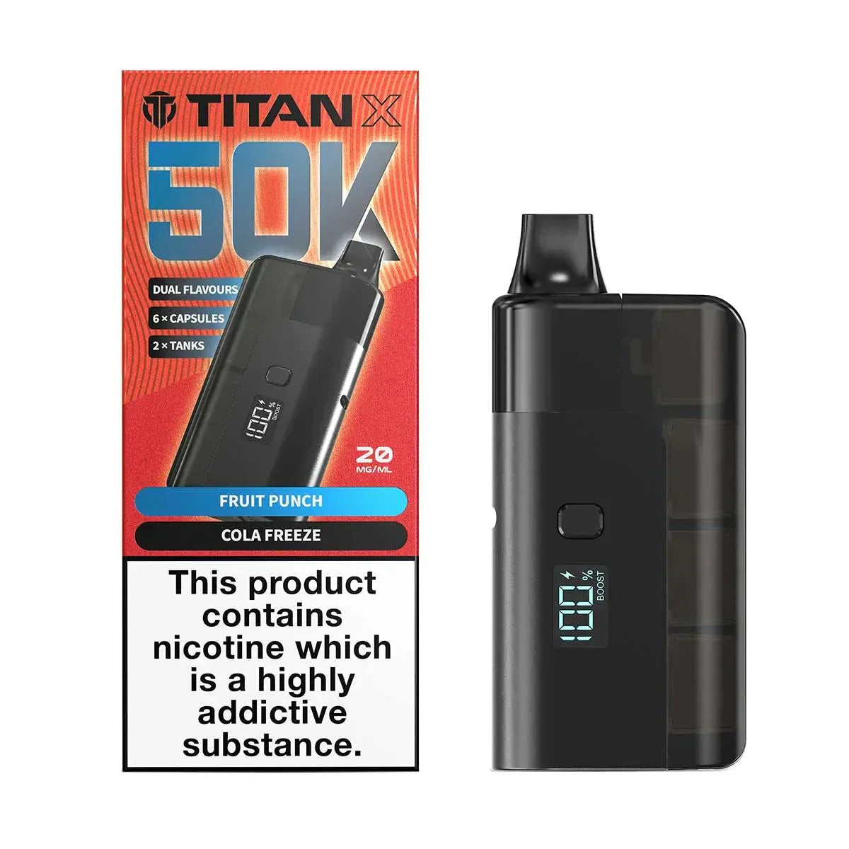 Titan X 50K Prefilled Pod Kit Box of 5, Cola Freeze Flavour