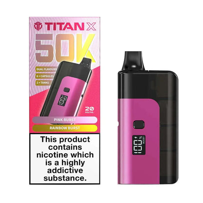 Titan X 50K Prefilled Pod Kit Box of 5, Pink Burst Flavour