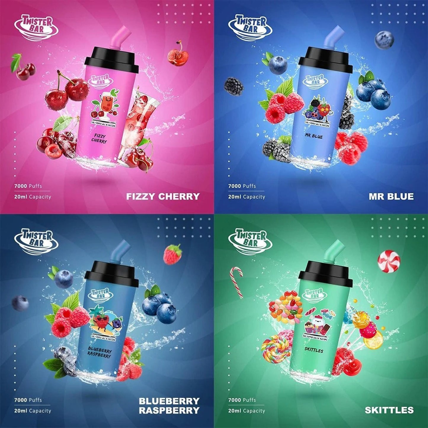 Twister Bar 7000 Puff Prefilled Vape Pod Kit - Box of 10